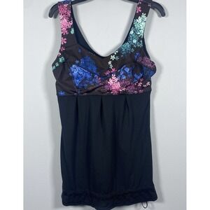 Lululemon Black Petal Pop Floral Multi Tame‎ Me Tank Top Women's Size 6 Gym